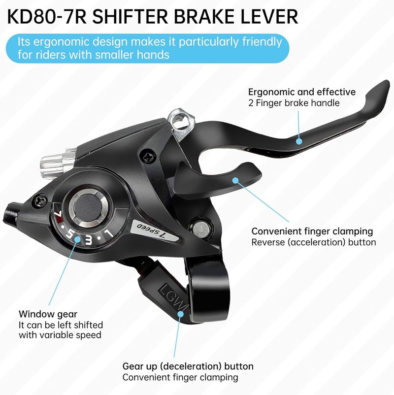 PATHGNAR 3x7 Bike Shifter 21 Speed Shift Lever and Brake with Gear Indicator for Mountain Road Bicycle - Image 2